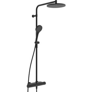 Regendouche kraan, Thermostatisch, Brass/Plastic, Mat zwart