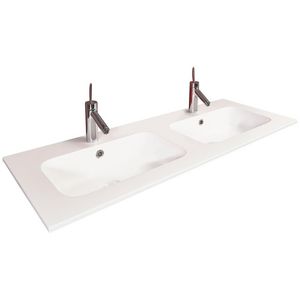 Wastafel 28 keramiek mat sand 121x46.5cm 2 waskommen (los besteld)
