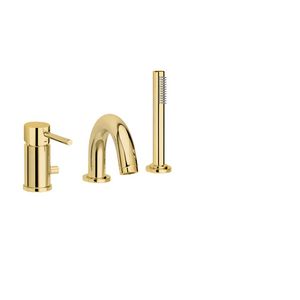 Badrandkraan LIGHT 3-gats m. uitloop m. staafdouche chroom