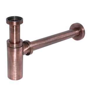 Sifon rond design 5/4"x32mm m. muurbuis + rozet ms koper