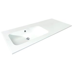 Wastafel 35 keramiek mat sand 121x51cm 1 waskom links zonder kraangat (los besteld)