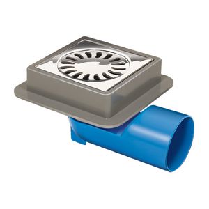 ABS doucheput 96x96mm onder-/zijuitlaat 50mm m.RVS rooster