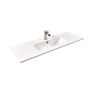 Wastafel 28 keramiek mat sand 121x46.5cm 1 waskom (los besteld)