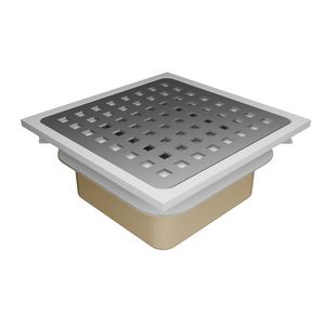 ABS doucheput 150x150mm m.RVS rooster onderuitlaat 40mm