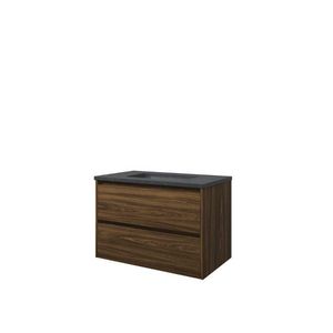 Set Proline hardsteen Elegant wastafel met 1 kraangat onderkast symmetrisch cabana oak 80x46cm