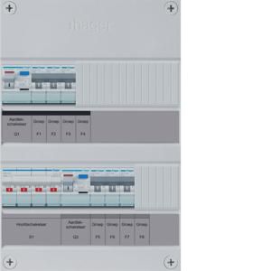 Groepenkast 6-groepver. HS 2xALS 2P 30mA 3-fase excl. buis