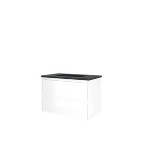 Set Proline hardsteen Elegant wastafel met 1 kraangat onderkast symmetrisch glans wit 80x46cm