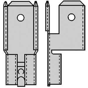 Kist a 100st. Vlakstekerhuls tab 6,3x0,8 4Polig H=90gr.
