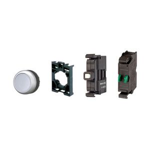 Signaaldrukknop vlak wit terugverend M22-DL-W-K10LED-BVP