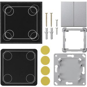 Montageset EnOcean draadloze wandzender 2-voudig System 55 kl.alum.