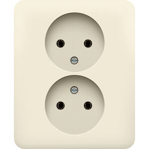 Dubbel 2pol stopcontact z.aarding volledig app. cream
