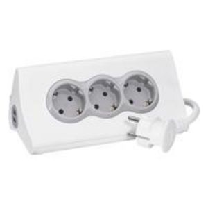 Bureaublok TKD 3-voudig 2xUSB tablethouder wit RA