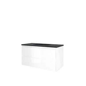 Set Proline hardsteen Elegant wastafel zonder kraangat onderkast symmetrisch glans wit 100x46cm
