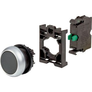 Drukknop vlak zwart terugverend M22-D-S-K10-BVP