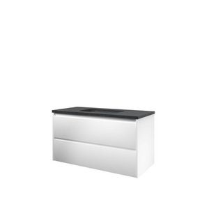 Set Proline hardsteen Elegant wastafel zonder kraangat onderkast symmetrisch mat wit 100x46cm