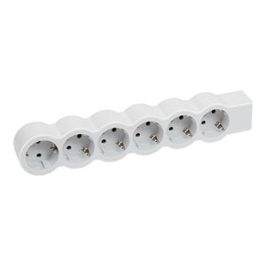 Contactdoos standaard 6x2P + A z.snoer wit-grijs VVE=10