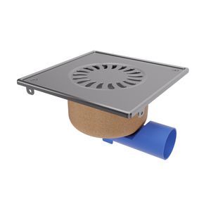 Verstelbare doucheput 196x196mm RVS onder-/zijuitlaat WS50mm