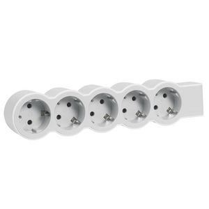 Contactdoos standaard 5x2P + A z.snoer wit-grijs VVE=10