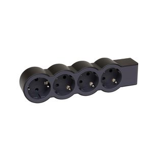 Contactdoos standaard 4x2P + A z.snoer zwart VVE=10