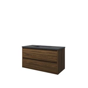 Set Proline hardsteen Elegant wastafel met 1 kraangat onderkast symmetrisch cabana oak 100x46cm