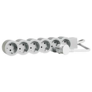 Contactdoos standaard 6x2P + A 1,5m. wit-grijs VVE=10