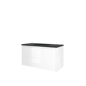 Set Proline hardsteen Elegant wastafel met 1 kraangat onderkast symmetrisch glans wit 100x46cm