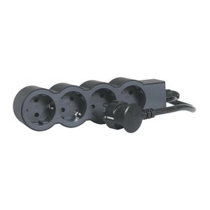 Contactdoos standaard 4x2P + A 1,5m. zwart VVE=10