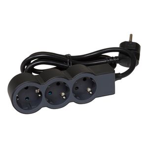 Contactdoos standaard 3x2P + A 1,5m. zwart VVE=10
