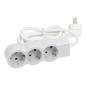 Contactdoos standaard 3x2P + A 1,5m. wit-grijs