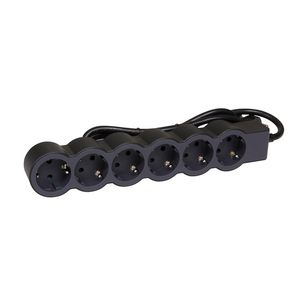 Contactdoos standaard 6x2P + A 1,5m. zwart VVE=10
