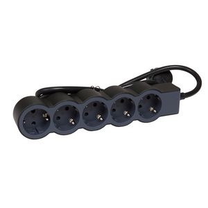 Contactdoos standaard 5x2P + A 1,5m. zwart VVE=10
