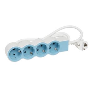 Contactdoos standaard 4x2P + A 1,5m. soft blauw VVE=10