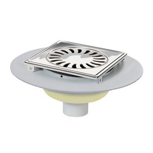 ABS doucheput 146x146mm OU. 50mm RVS rooster draai. m.membr.