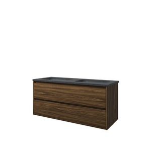 Set Proline hardsteen Elegant dubb. wastafel zonder kraangat onderkast symmetrisch cabana oak 120x46cm