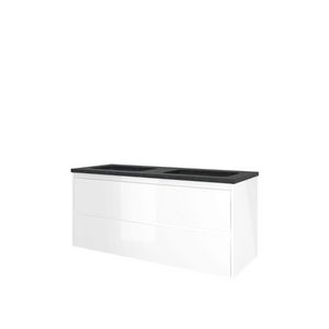 Set Proline hardsteen Elegant dubb. wastafel zonder kraangat onderkast symmetrisch glans wit 120x46cm