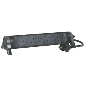 Contactdoos standaard 5x2P + A 1,5m. zwart VVE=5