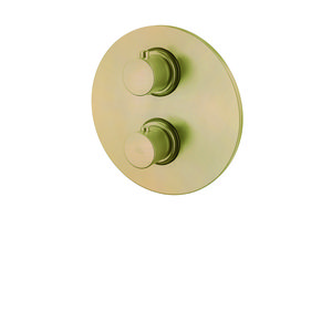 Inbouwset LIGHT douchethermostaat rond m. omstel 2 uitgangen geborsteld honing goudkleur