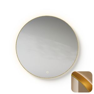 Spiegel Metallic Line Round brushed Brass Ø80cm met led-verlichting + verwarming
