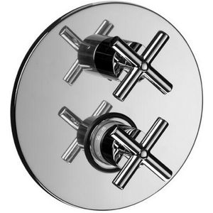 Inbouwset QUATTTRO douchethermostaat (kruisgreep)  rond m. omstel 2 uitgangen chroom