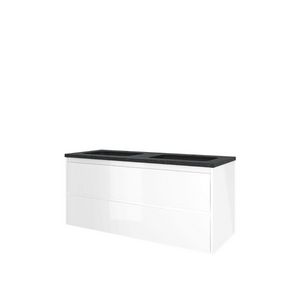 Set Proline hardsteen Elegant dubb. wastafel met 2 kraangaten onderkast symmetrisch glans wit 120x46cm