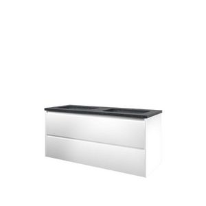 Set Proline hardsteen Elegant dubb. wastafel met 2 kraangaten onderkast symmetrisch mat wit 120x46cm