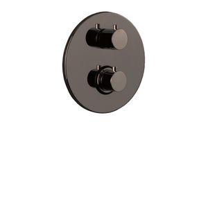 Inbouwset LIGHT douchethermostaat rond m. omstel 2 uitgangen zwart nikkel