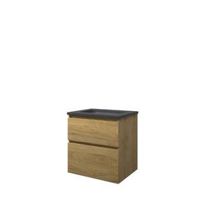 Set Proline hardsteen Elegant wastafel zonder kraangat onderkast asymmetrisch ideal oak 60x46cm