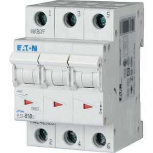 Installatie-automaat (MCB) PLS6, 50A, 3P+N, C-kar., 6ka Eaton