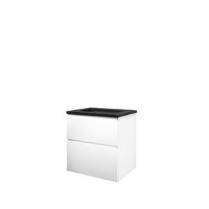 Set Proline hardsteen Elegant wastafel zonder kraangat onderkast asymmetrisch mat wit 60x46cm