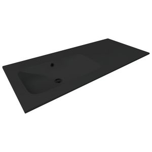 Wastafel 35 keramiek mat zwart 121x51cm 1 waskom links zonder kraangat (los besteld)