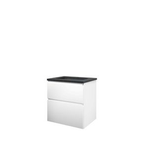 Set Proline hardsteen Elegant wastafel met 1 kraangat onderkast asymmetrisch mat wit 60x46cm