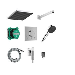 Pulsify E Design doucheset 260 1 straalsoort met Ecostat Comfort E incl. iBox universal 2 Brushed Black Chrome
