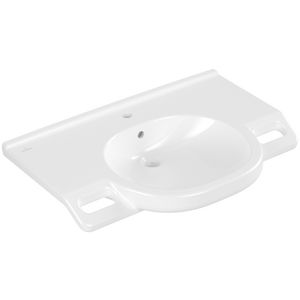 Rolstoelwastafel ViCare (O.novo Vita) ovaal 800x550mm wit Alpin C+ AntiBac met kraangat + overloop
