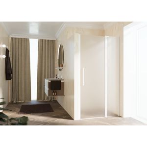 Douchedeur Young 2P 107 Ver.107-111Cm Satin Glas Wit Mat